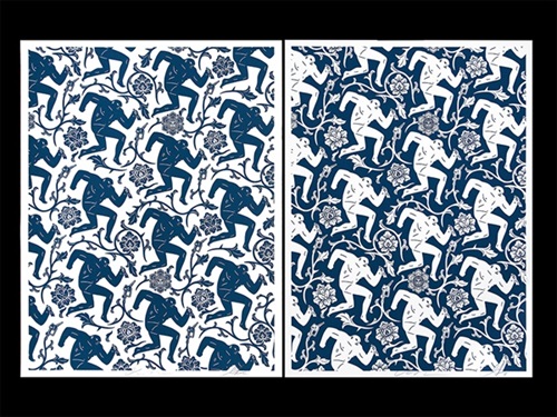 Pattern Of Corruption (Blue / White Set) by Cleon Peterson